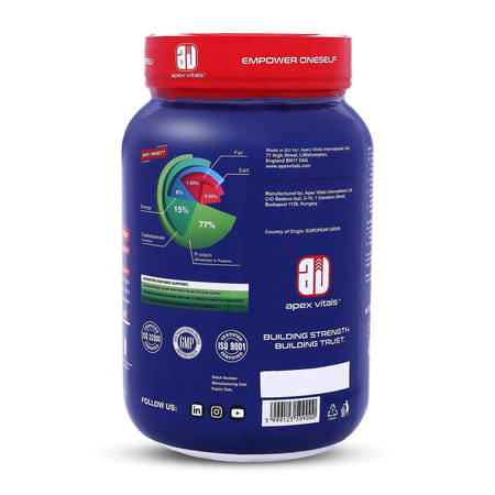 Apex Vitals Whey Grass-Fed Whey 27g Protein Digestive Enzymes 2lbs 25+ Ser Dark Chocolate Orange