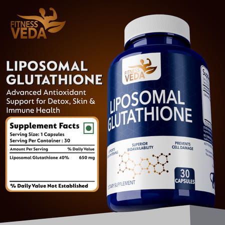 Fitness Veda Liposomal Glutathione Supplement - 30 Capsules | Advanced Liposomal Delivery