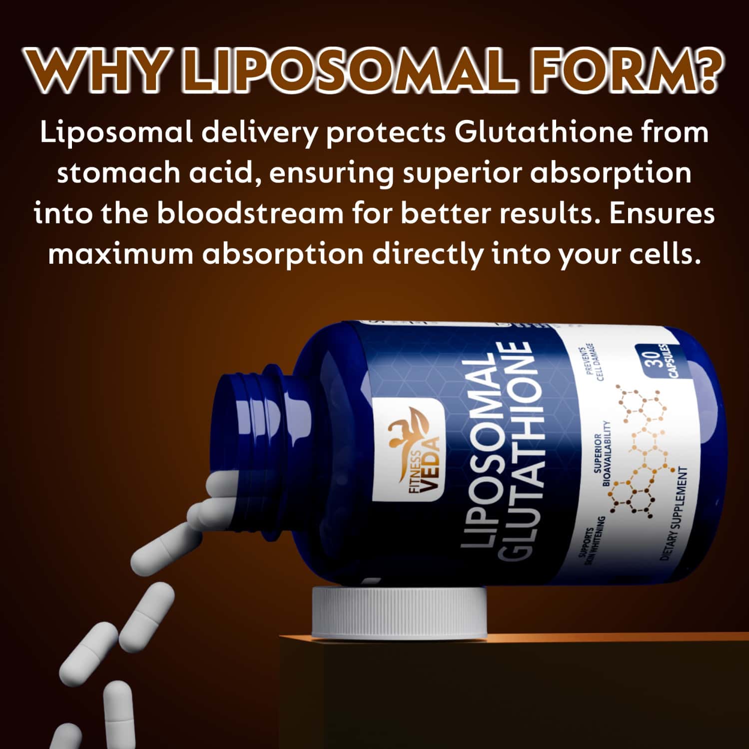 Buy FITNESS VEDA LIPOSOMAL GLUTATHIONE SUPPLEMENT - 30 CAPSULES | ADVANCED  LIPOSOMAL DELIVERY Online & Get Upto 60% OFF at PharmEasy