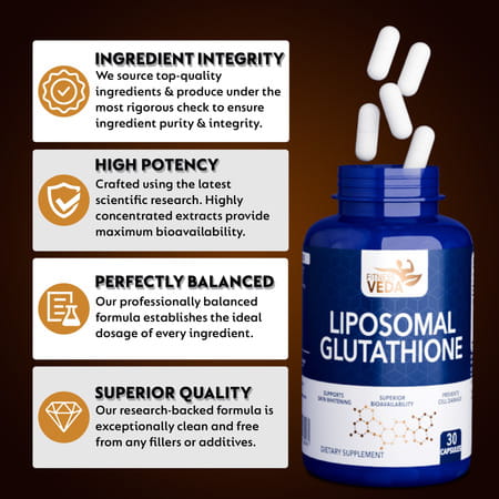 Fitness Veda Liposomal Glutathione Supplement - 30 Capsules | Advanced Liposomal Delivery