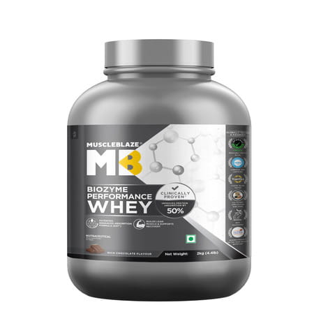 Muscleblaze Biozyme Performance Whey Protein Powder | Rich Chocolate (2kg) | 25g Protein