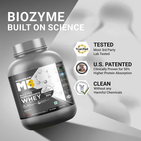Muscleblaze Biozyme Performance Whey Protein Powder | Rich Chocolate (2Kg) | 25G Protein