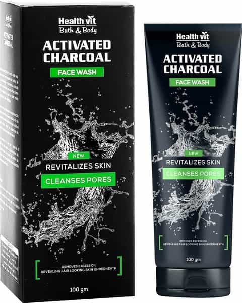 Healthvit Activated Charcoal  Face Wash  Tube Of 100 G