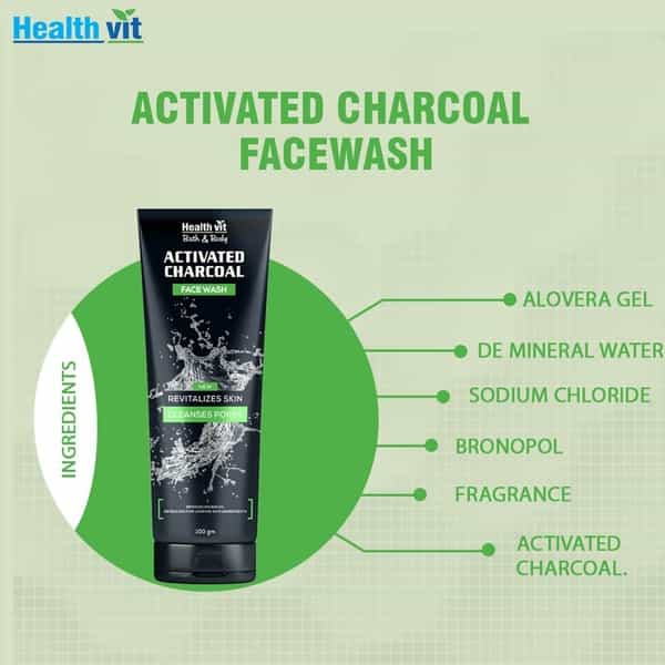 Healthvit Activated Charcoal  Face Wash  Tube Of 100 G