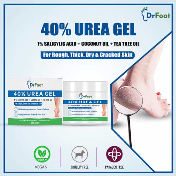 Dr Foot 40% Urea Gel With 1% Salicylic Acid Coconut Oil And Tea Tree Oil Moisturizes -100 Gm