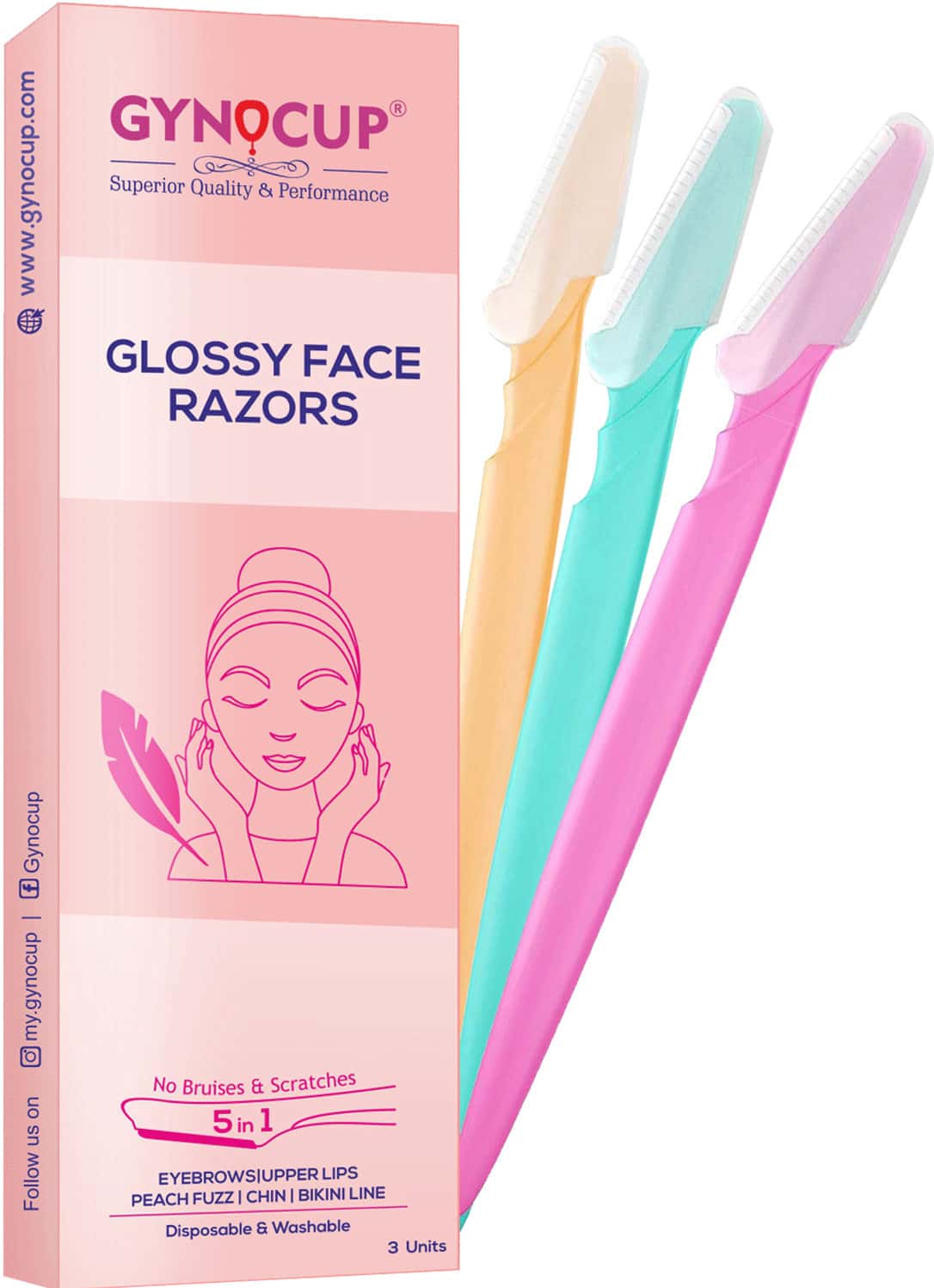 Buy GYNOCUP GLOSSY FACE RAZOR FOR WOMEN PAINLESS FACIAL HAIR REMOVAL