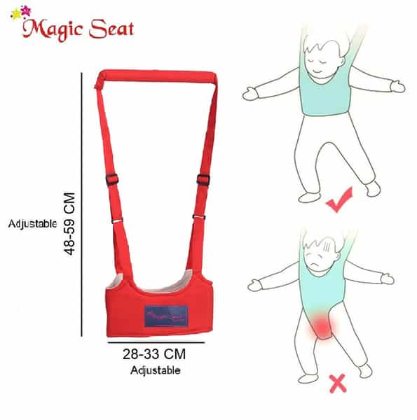 Magic Seat-Baby Safety Harness Walking Assistant Belt For Baby (Red)