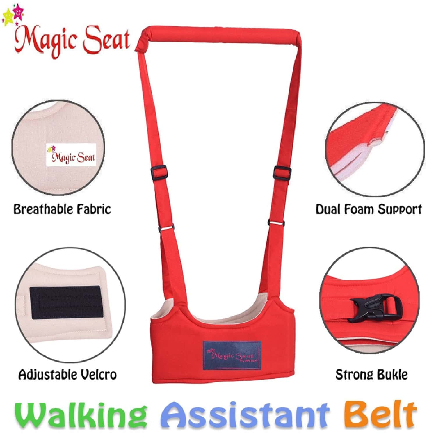 Buy MAGIC SEATBABY SAFETY HARNESS WALKING ASSISTANT BELT FOR BABY (RED