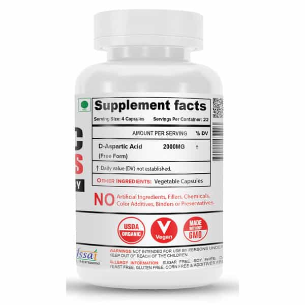 Nutrija D Aspartic Acid Daa Capsules - Pack Of 180 Capsules