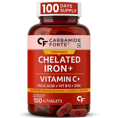 Carbamide Forte Chelated Iron+Vitamin C B12 Folic Acid&Zinc-100 Veg Tablets