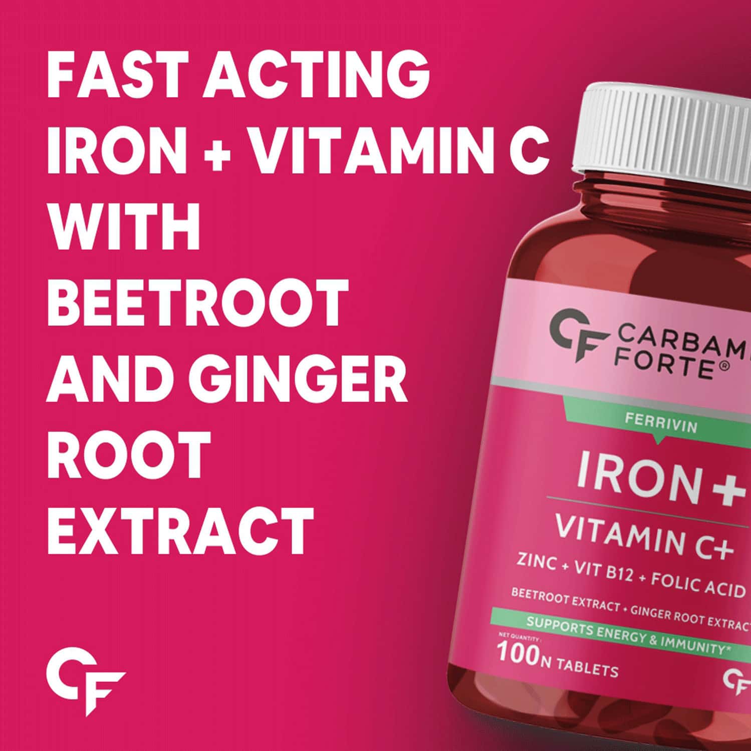 Buy CARBAMIDE FORTE CHELATED IRON+VITAMIN C B12 FOLIC ACID&ZINC100 VEG