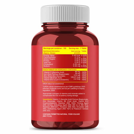 Carbamide Forte Chelated Iron+Vitamin C B12 Folic Acid&Zinc-100 Veg Tablets