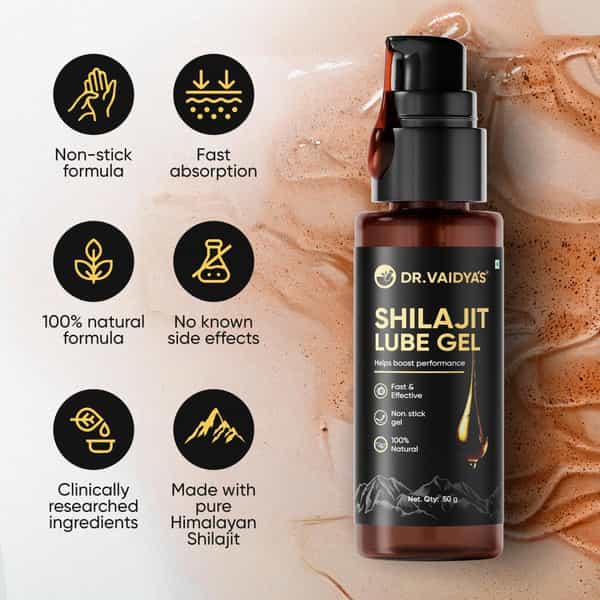 Dr. Vaidyas Shilajit Lube Gel | First Ever Shilajit Infused Lube Gel | 50G Pack Of 2