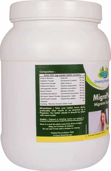 Grazing Meadows Migraplus 900 Tablets | Natural Supplement For Migraine Support (Pack Of 2)
