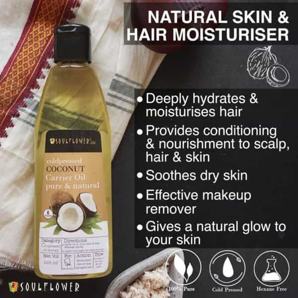 Soulflower Bhringraj Carrier Oil & Coconut Carrier Oil 225Ml (Set Of 2)