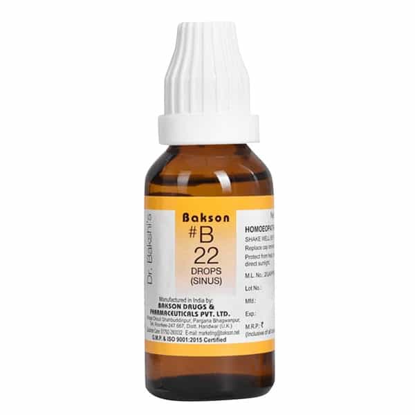 Dr Bakshi's Bakson Homoeopathy B22 Sinus Drops 30 Ml