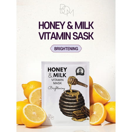 B.O.M Honey And Milk Vitamin Mask - Brightening - Pack Of 3