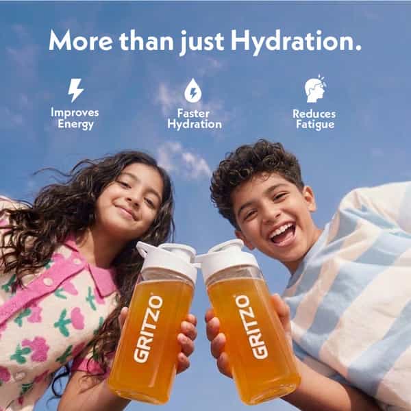 Gritzo Supercharge Hydration Drink Mix (7+Years) Orange Rush| 15 Sachets (15G Each)