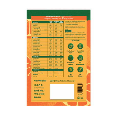 Gritzo Supercharge Hydration Drink Mix (7+Years) Orange Rush| 15 Sachets (15G Each)