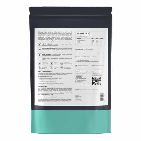 Nutrabay Pure 100% Citrulline Malate Powder - 250G Unflavoured 100 Servings