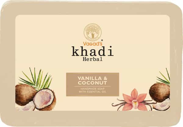 Vagad's Khadi Vanilla & Coconut Soap 125Gm | Replenishes Dry & Dull Skin Pack Of 3