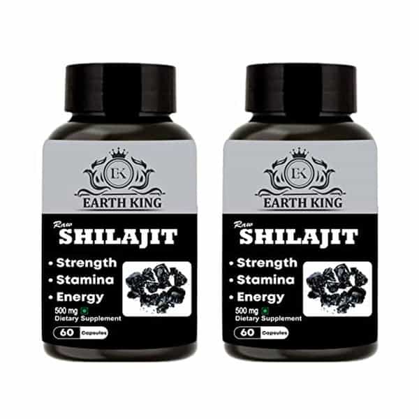Earth King Raw Shilajit/Shilajeet Extract Capsule - 500 Mg 120 Capsules (Pack Of 2)