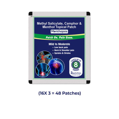 Menthopas - Topical Pain Relief Patches - 3 Pcs (Pack Of 16)