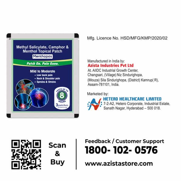 Menthopas - Topical Pain Relief Patches - 3 Pcs (Pack Of 16)