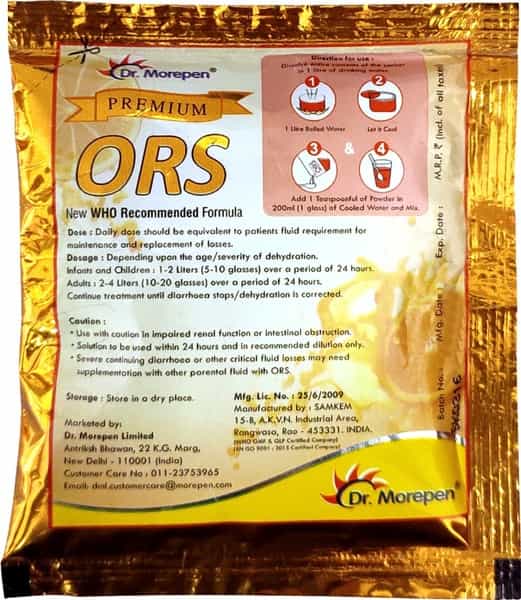 Dr. Morepen Ors Powder Sachets Liquid Hydration Drink Orange Flavour Pack Of 5