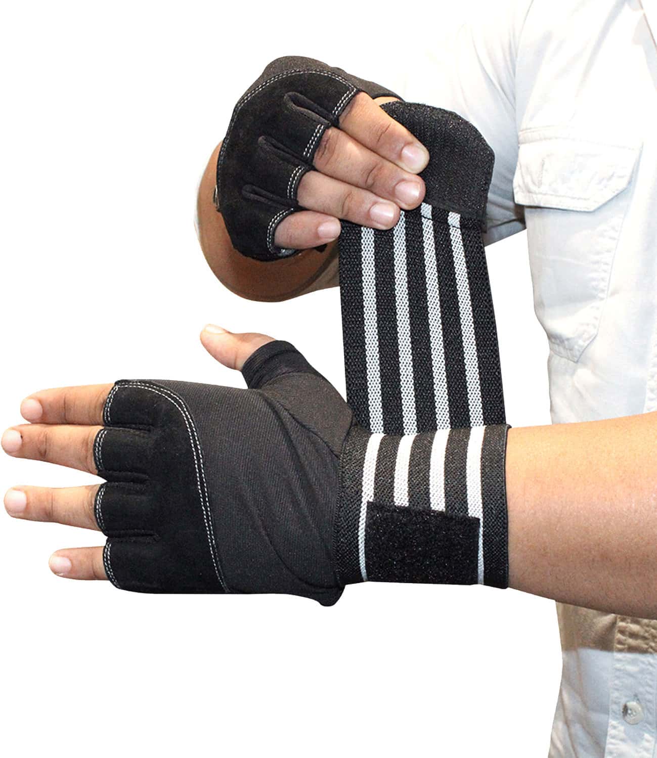 Musclexp Bold Fit-Pro Fitness Workout Gym Gloves Moisture-Absorbing Unisex (Black & White) 1 Pair