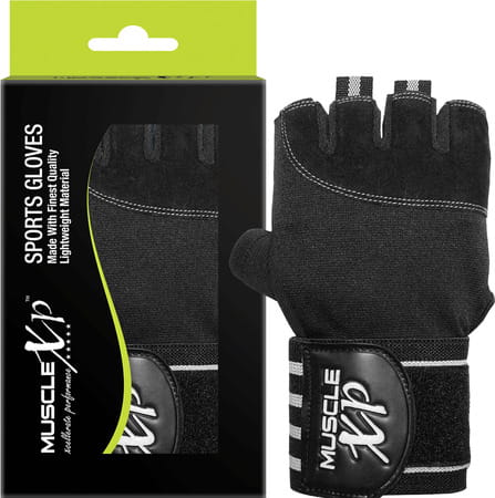 Musclexp Bold Fit-Pro Fitness Workout Gym Gloves Moisture-Absorbing Unisex (Black & White) 1 Pair