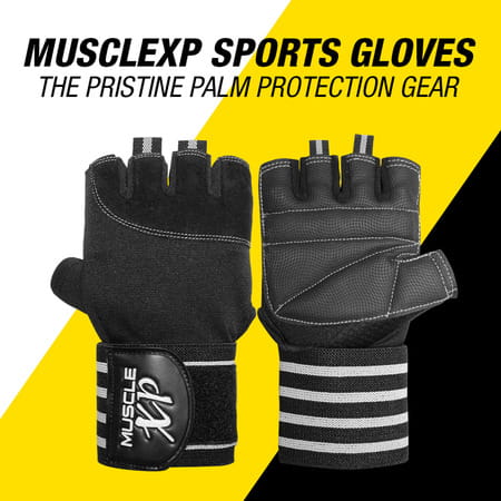 Musclexp Bold Fit-Pro Fitness Workout Gym Gloves Moisture-Absorbing Unisex (Black & White) 1 Pair