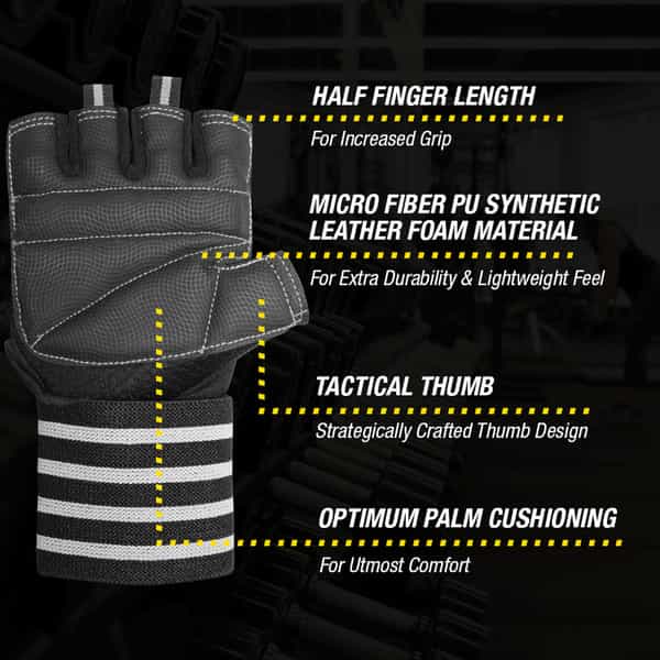 Musclexp Bold Fit-Pro Fitness Workout Gym Gloves Moisture-Absorbing Unisex (Black & White) 1 Pair