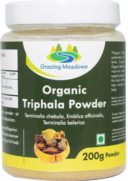 Grazing Meadows Organic Triphala Powder/Amla : Bibhitaki : Haritaki / 200Gms (Pack Of 4)
