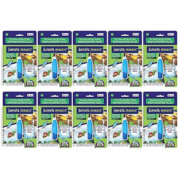 Jungle Magic Doodle Waterz - Reusable Water Colouring Panchtantra Book I Swans & Tortoise - 10 Units