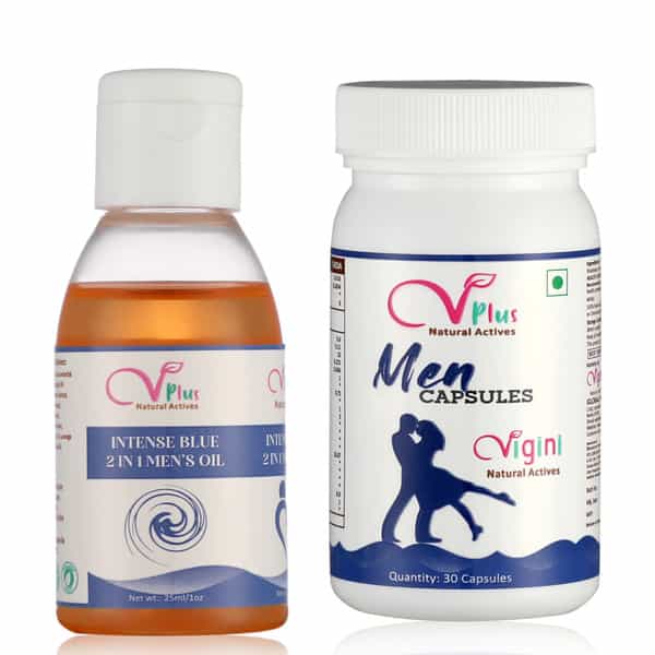 Vigini Penis Enlargement Growth Men's Massage Oil + Stamina Testosterone Power Booster Capsule