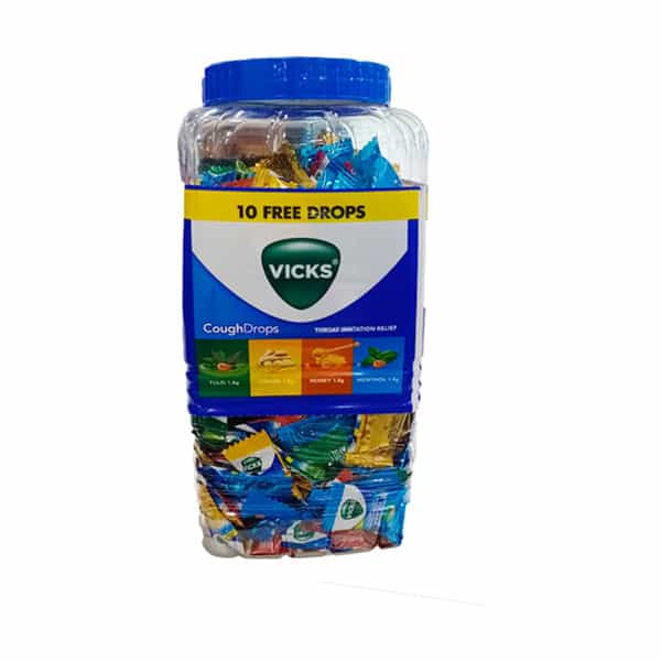 Vicks Cough Drops With Menthol | Ginger & Honey | Tulsi For Throat Irritation - 305 Pcs Jar