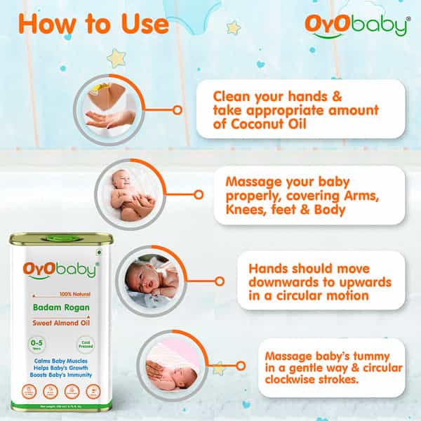 Oyo Baby Virgin Coconut Oil For Skin & Hair (Cold Pressed Coconut Oil) 200Ml