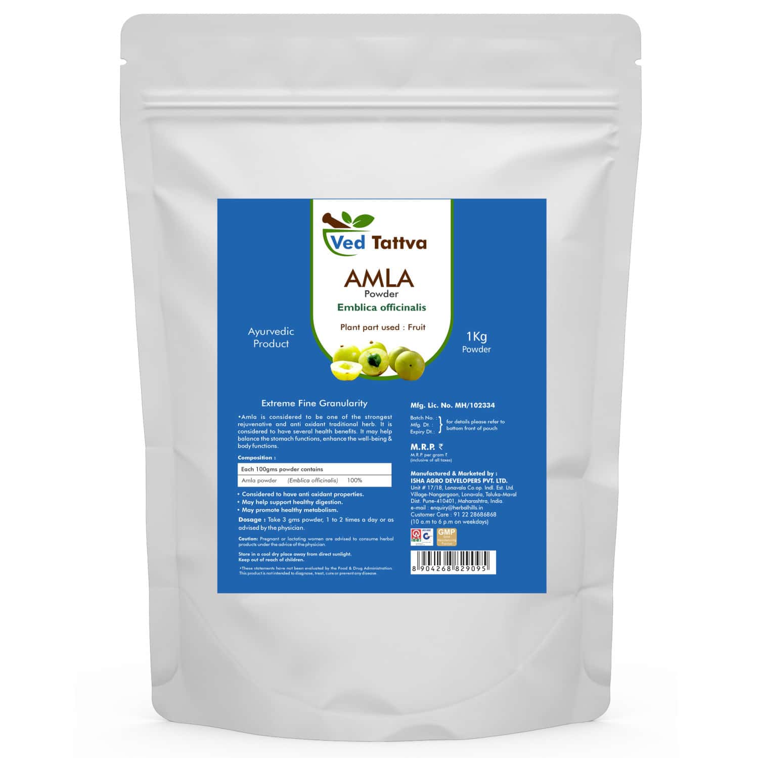 Ved Tattva Amla Powder - 1 Kg (pack Of 4)