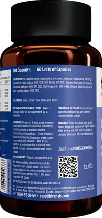 Hk Vitals Chelated Iron + Supplement (60 Capsules) | With Zinc | Vitamin C & Vitamin B12