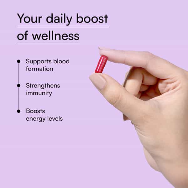 Hk Vitals Chelated Iron + Supplement (60 Capsules) | With Zinc | Vitamin C & Vitamin B12