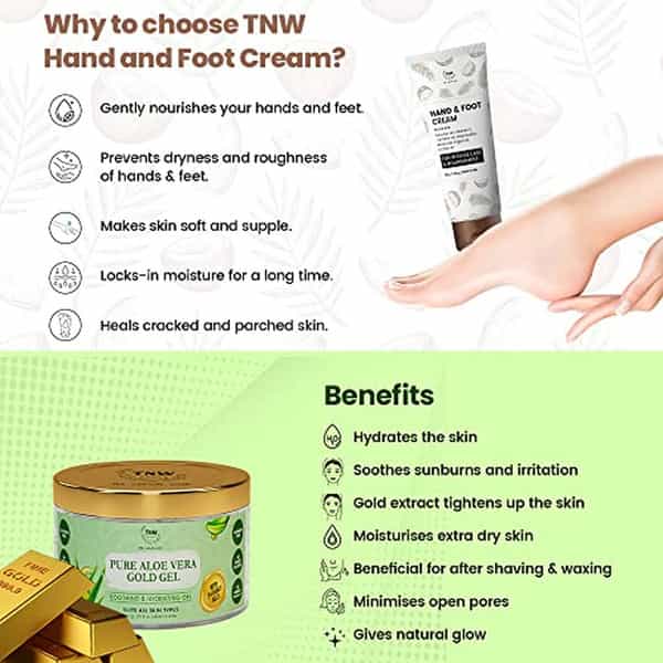 Tnw The Natural Wash Hand And Foot Cream & Pure Aloe Vera Gold Gel | Plant Based