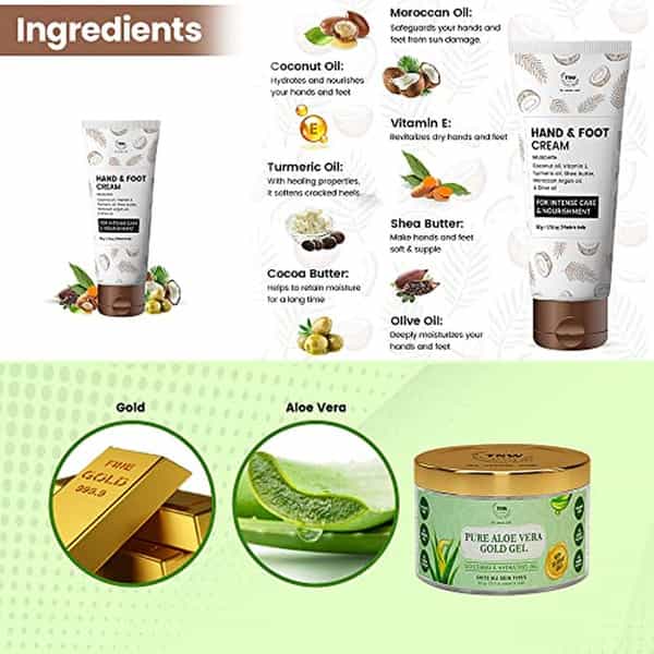 Tnw The Natural Wash Hand And Foot Cream & Pure Aloe Vera Gold Gel | Plant Based