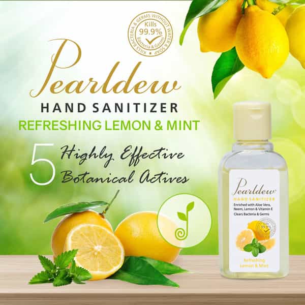 Pearldew Sanitizer (Lemon & Mint) | Aloe & Neem | Paraben Free | 60Ml (Pack Of 12)