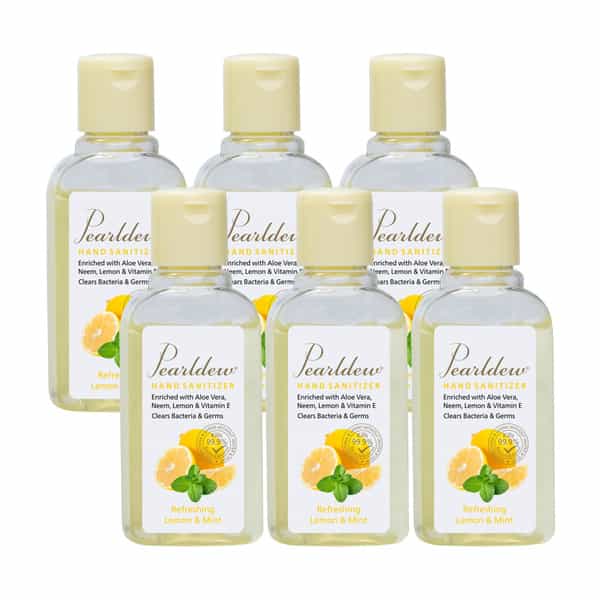 Pearldew Sanitizer (Lemon & Mint) | Aloe & Neem | Paraben Free | 60Ml (Pack Of 12)