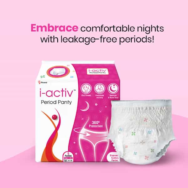 I-Activ Period Panty, Disposable(L-Xl) Waist(31-48 Inches), Pack Of 5,For Heavy Flow,Maternity Pads