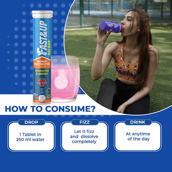 Fast&Up Reload (20 Litres) Low Sugar Energy Drink - 80 Effervescent Tablets - Berry Flavour