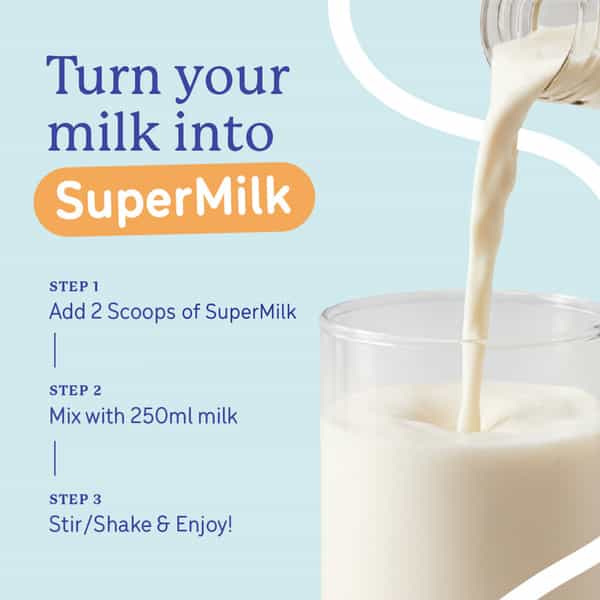 Gritzo Supermilk Growth (2-6Y Kids) | Creamy Vanilla | 200G | 6G Protein With 20 Vitamins & Minerals