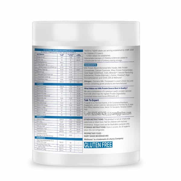 Gritzo Supermilk Growth (2-6Y Kids) | Creamy Vanilla | 200G | 6G Protein With 20 Vitamins & Minerals