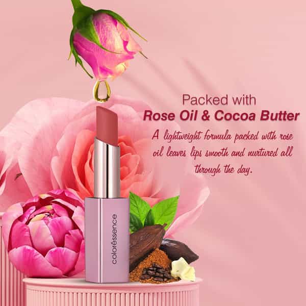Coloressence Roseate Long Stay Lipstick Infused With Rose Oil & Cocoa Butter | 3.3G - Sheer Scarlet